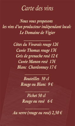 La carte des vins